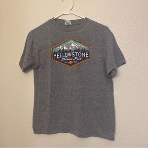 Yellowstone National Park crewneck T-shirt gray graphic print unisex youth Large